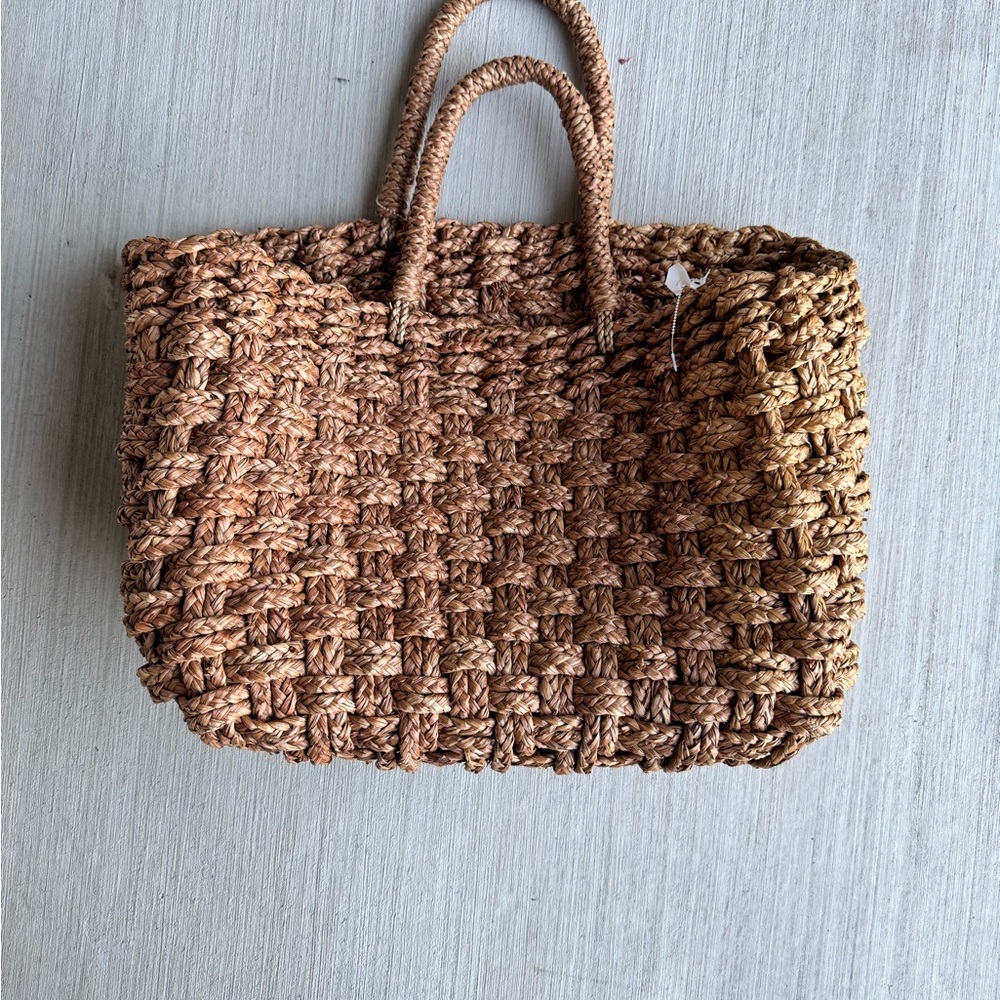 Ralph Lauren Hand Woven Tote Beach Bag With Handles Straw Handbag Purse Large - Picture 7 of 7